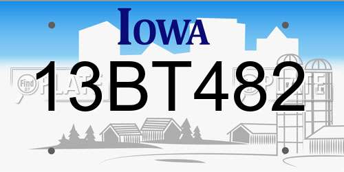 13BT482 Iowa License Plate