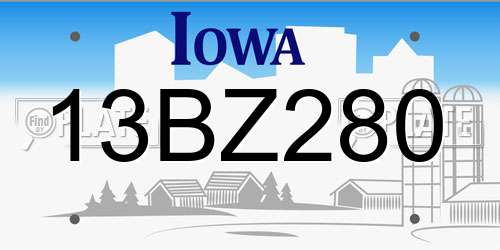 13BZ280 Iowa License Plate