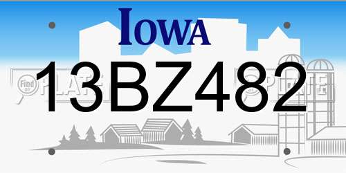 13BZ482 Iowa License Plate