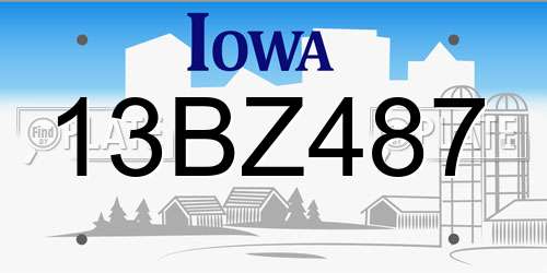 13BZ487 Iowa License Plate