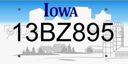 13BZ895 Iowa License Plate