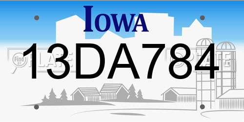 13DA784 Iowa License Plate