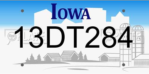 13DT284 Iowa License Plate