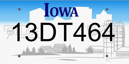 13DT464 Iowa License Plate