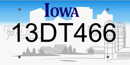 13DT466 Iowa License Plate