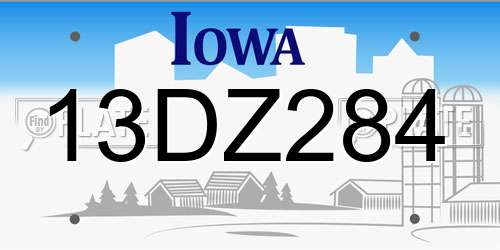 13DZ284 Iowa License Plate