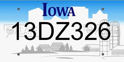 13DZ326 Iowa License Plate