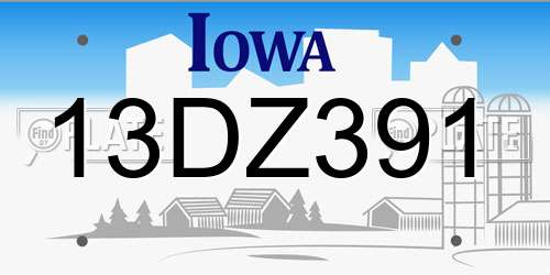 13DZ391 Iowa License Plate