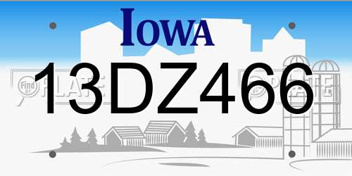 13DZ466 Iowa License Plate