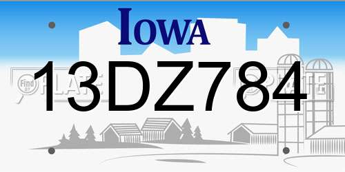13DZ784 Iowa License Plate