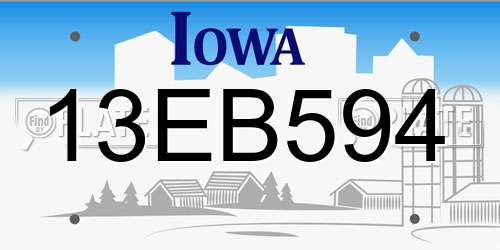 13EB594 Iowa License Plate