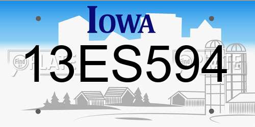 13ES594 Iowa License Plate