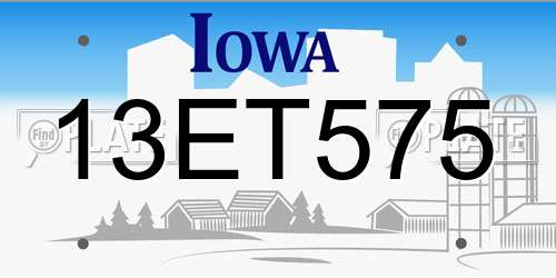 13ET575 Iowa License Plate