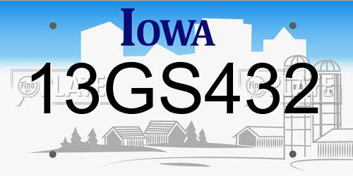 13GS432 Iowa License Plate