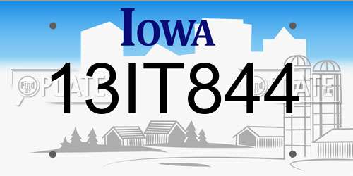 13IT844 Iowa License Plate