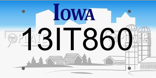 13IT860 Iowa License Plate