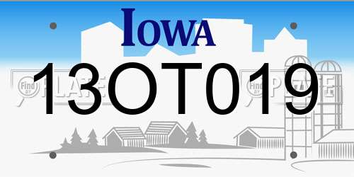 13OT019 Iowa License Plate