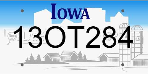 13OT284 Iowa License Plate