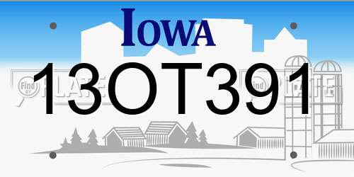 13OT391 Iowa License Plate