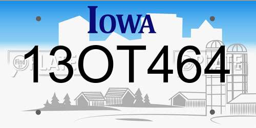 13OT464 Iowa License Plate