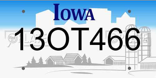 13OT466 Iowa License Plate