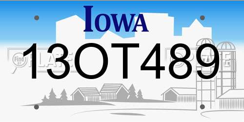 13OT489 Iowa License Plate