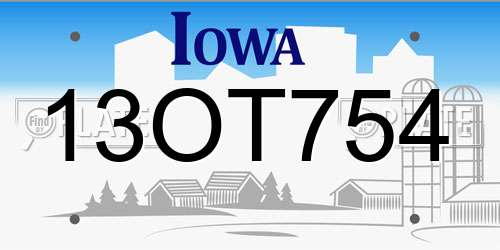 13OT754 Iowa License Plate