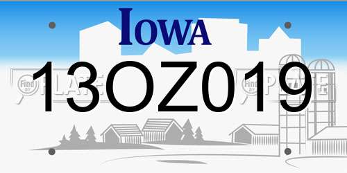 13OZ019 Iowa License Plate