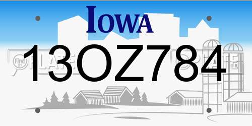 13OZ784 Iowa License Plate
