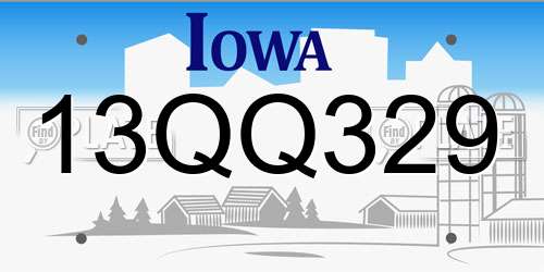 13QQ329 Iowa License Plate