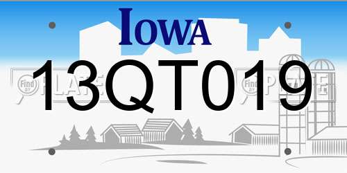 13QT019 Iowa License Plate