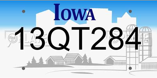 13QT284 Iowa License Plate