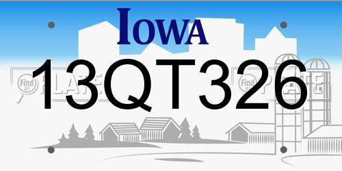 13QT326 Iowa License Plate