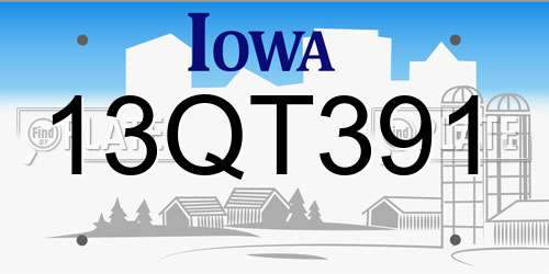 13QT391 Iowa License Plate