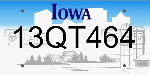 13QT464 Iowa License Plate