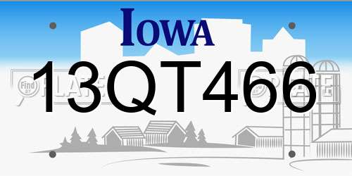 13QT466 Iowa License Plate
