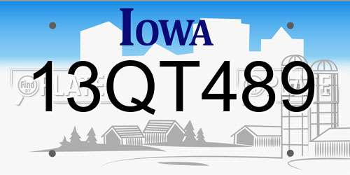 13QT489 Iowa License Plate