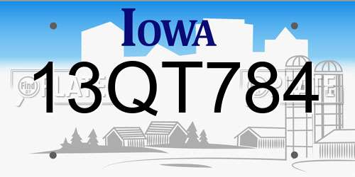 13QT784 Iowa License Plate
