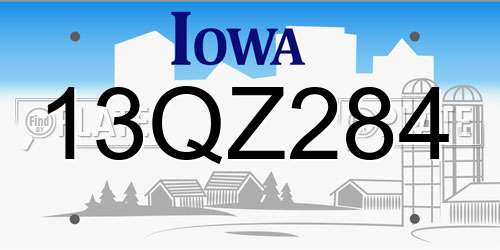 13QZ284 Iowa License Plate