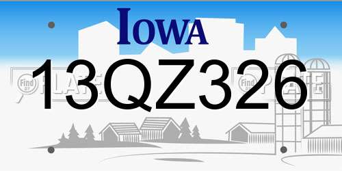 13QZ326 Iowa License Plate