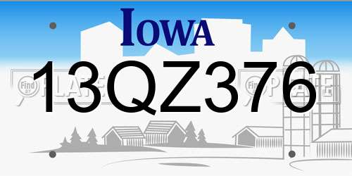 13QZ376 Iowa License Plate