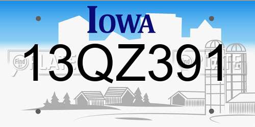 13QZ391 Iowa License Plate