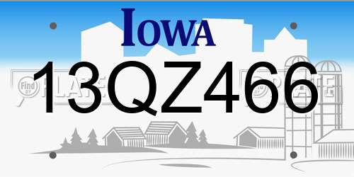 13QZ466 Iowa License Plate