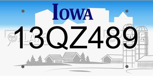 13QZ489 Iowa License Plate