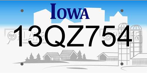 13QZ754 Iowa License Plate