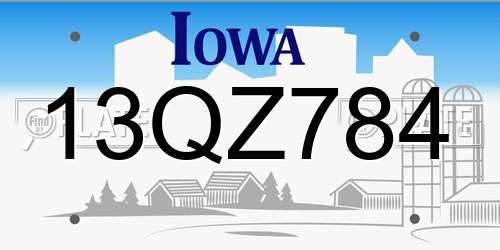 13QZ784 Iowa License Plate