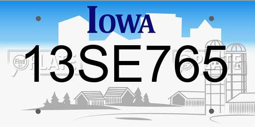 13SE765 Iowa License Plate