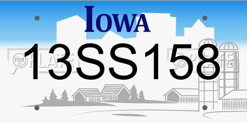 13SS158 Iowa License Plate