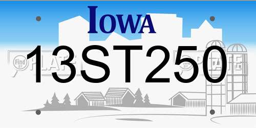 13ST250 Iowa License Plate