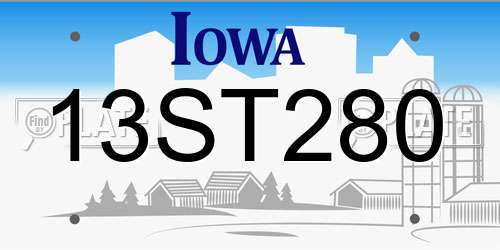 13ST280 Iowa License Plate